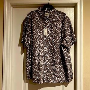 ROWM Brown, blue and white Button down shirt. 3XB. Brand new with tags.